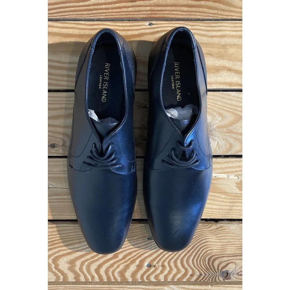 NEW River Island Leather Dress Shoes Size 7 Men’s Black Lace Up